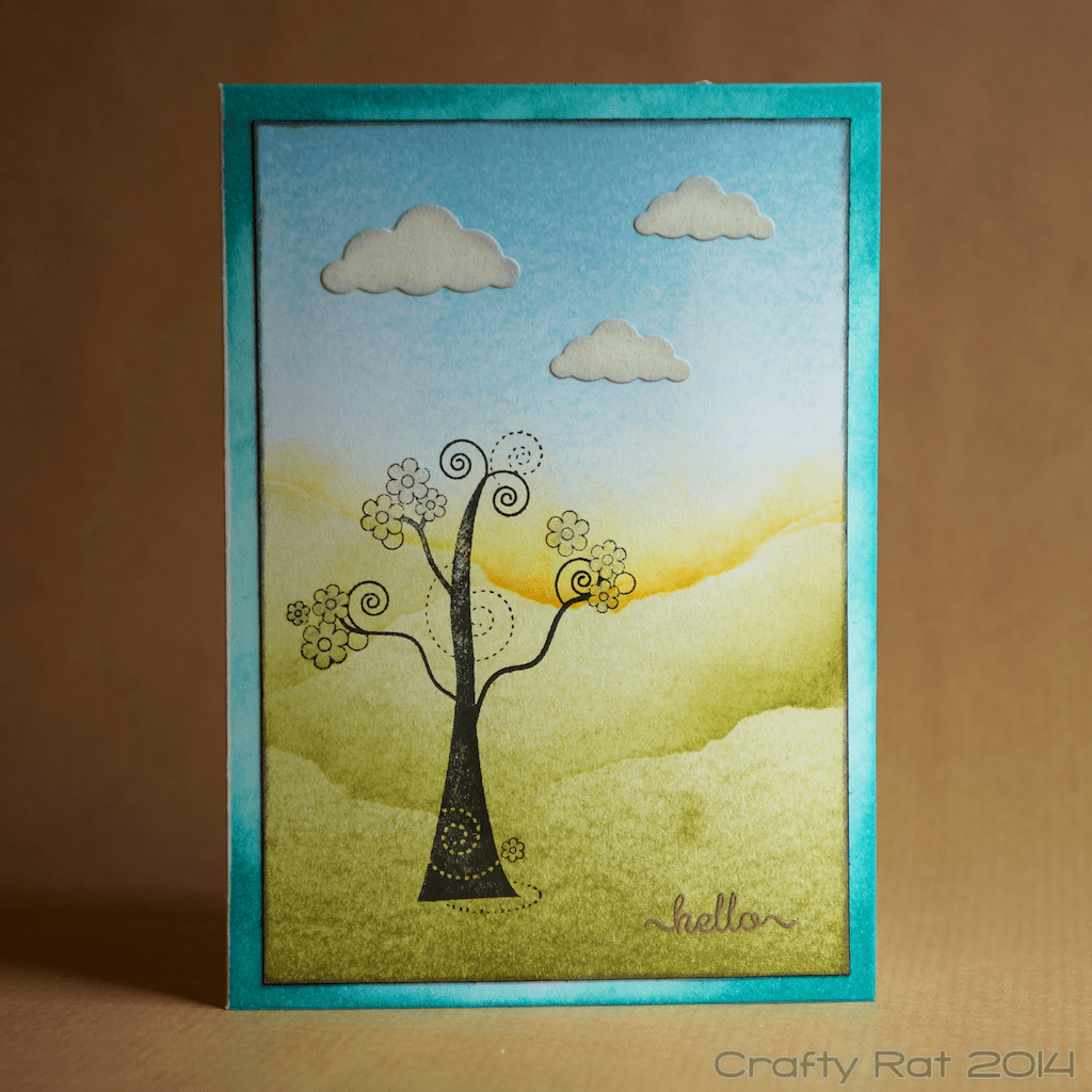 Hello card: Brayered landscape