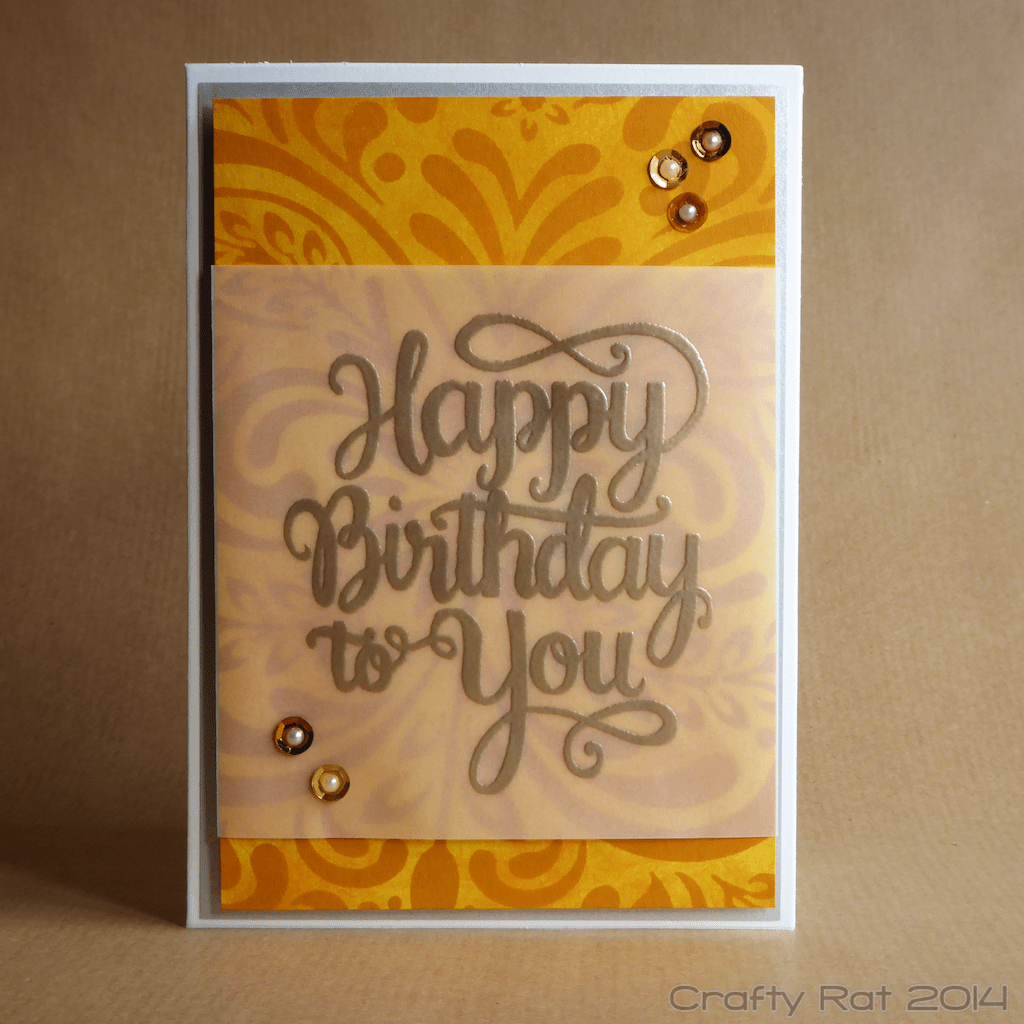 Birthday card: Sentiment on vellum