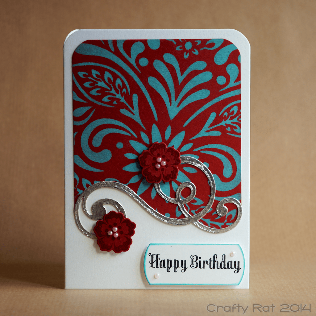 Birthday card: Stencilling and swirls