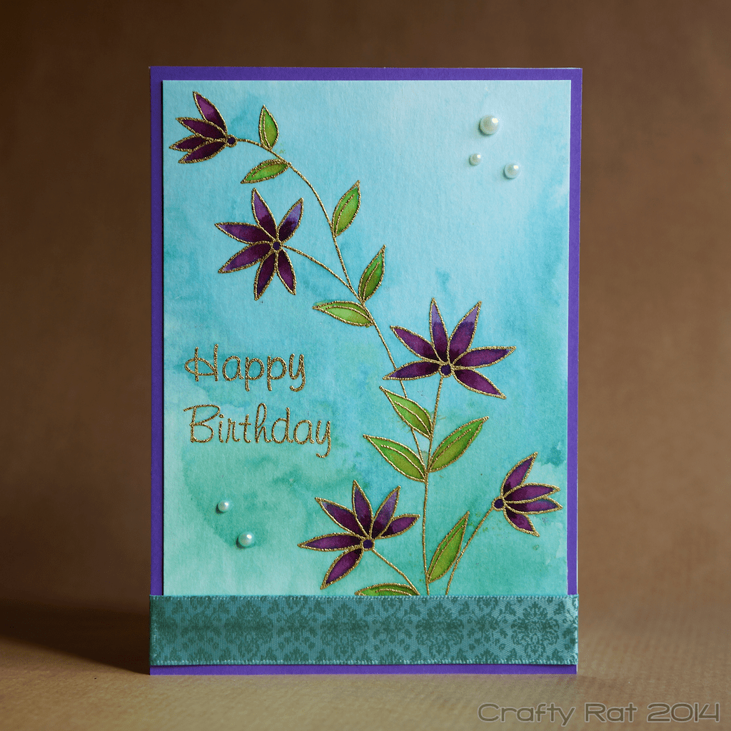 Birthday card: Distressed flowers