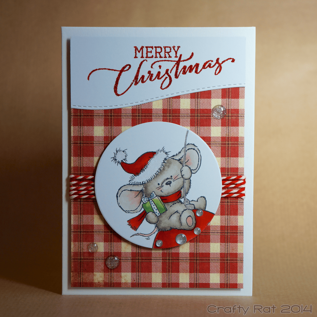 Xmas card: Mouse on bauble