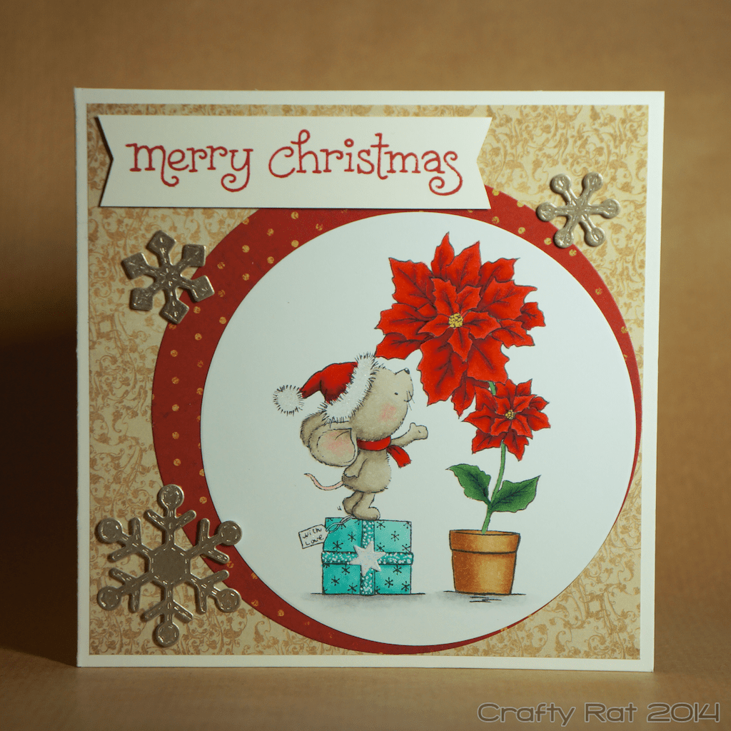 Xmas card: Mouse and poinsettia