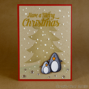 stencilled tree and penguins