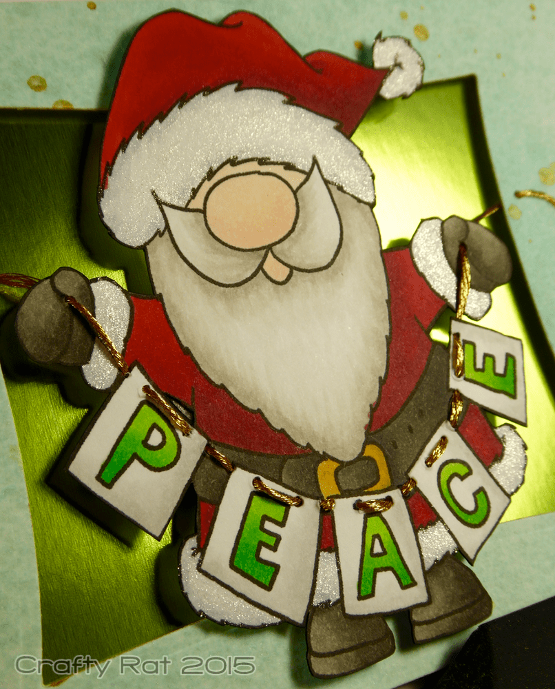 Peace Santa Christmas card close-up