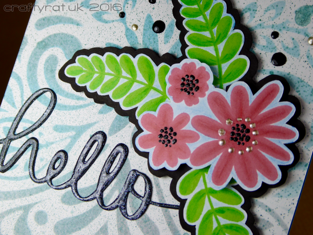 stamped and stencilled flowers detail