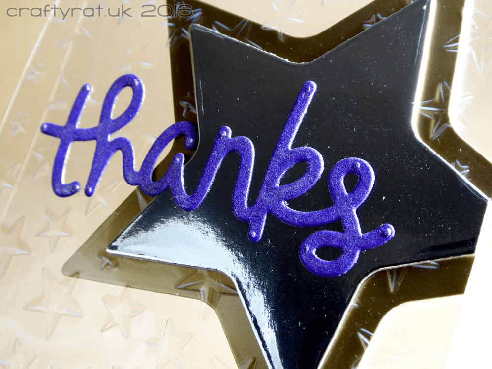 Dry embossed acetate thanks card -detail