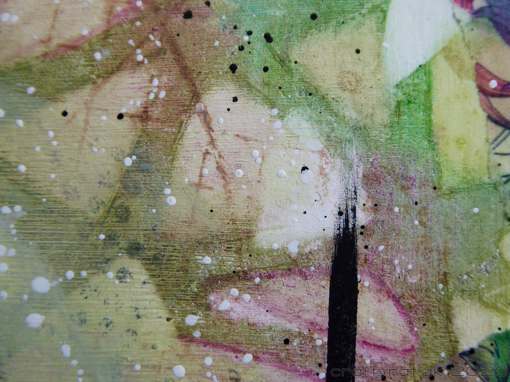Close-up of the background colours and textures.