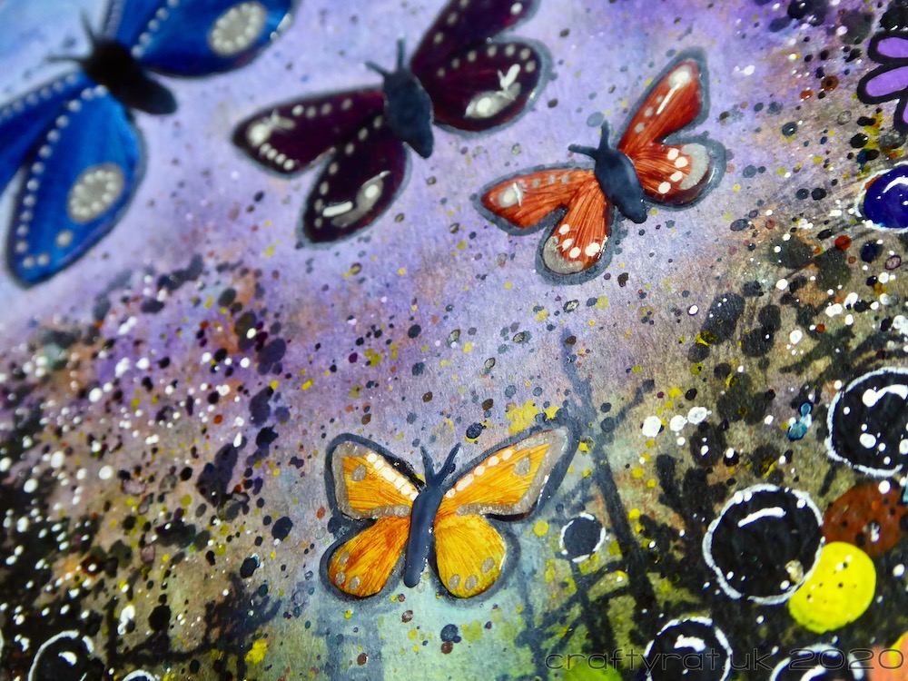 A close-up of the butterflies and some of the background texture.