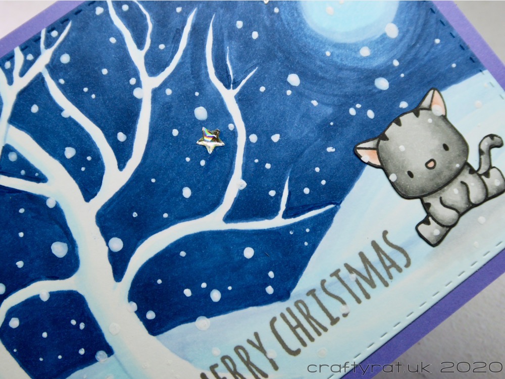 Close-up of the cat and centre of the card.