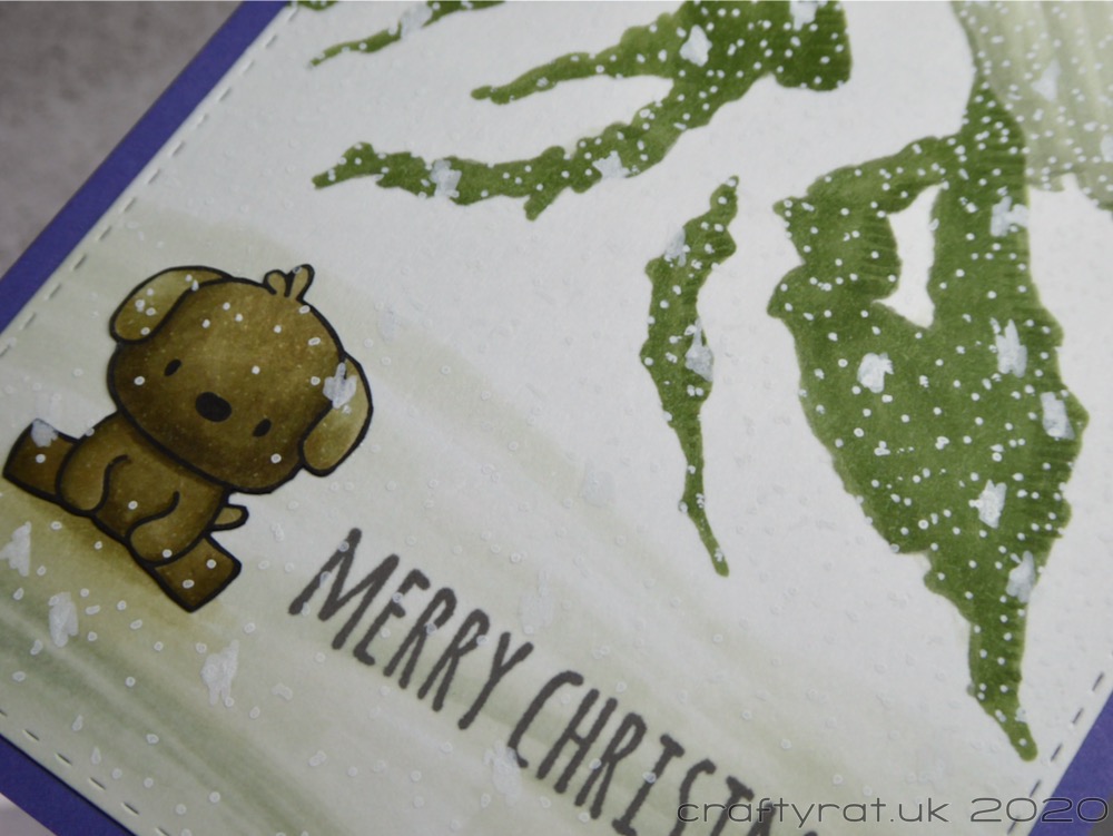 Close-up of the dog and the centre of the card.