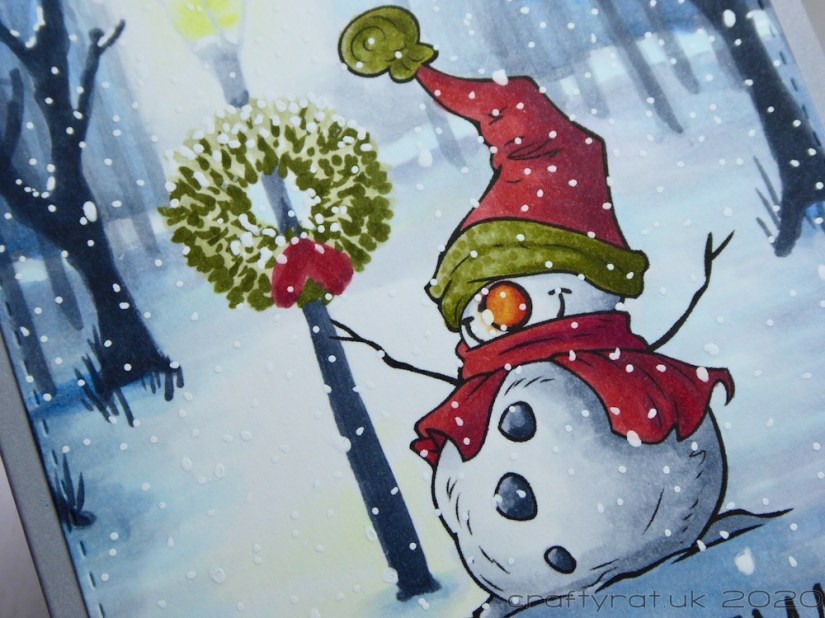 Close-up of the snowman.