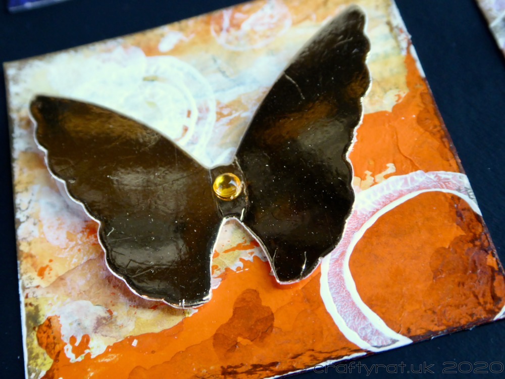 A close-up of one of the butterfly squares.