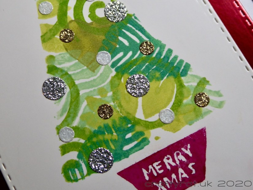 A close-up of the stamped tree.